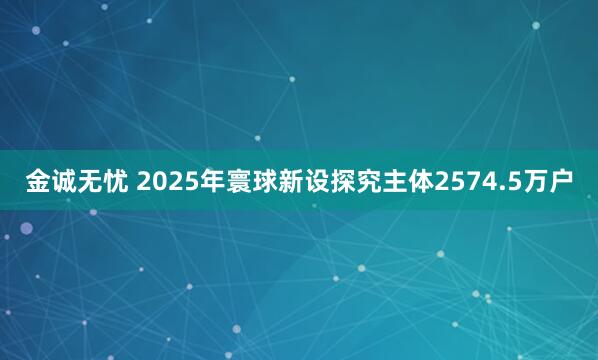金诚无忧 2025年寰球新设探究主体2574.5万户