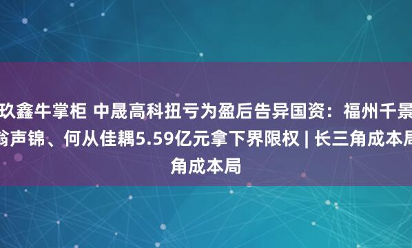 玖鑫牛掌柜 中晟高科扭亏为盈后告异国资：福州千景翁声锦、何从佳耦5.59亿元拿下界限权 | 长三角成本局